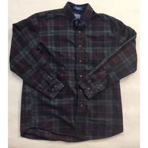 Pendleton Wayne Corduroy Shirt Plaid Button Up Collared Plaid Men's Size Medium